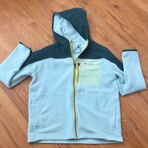 Cotopaxi womans Teal and Yellow Fleece Hoodie XL